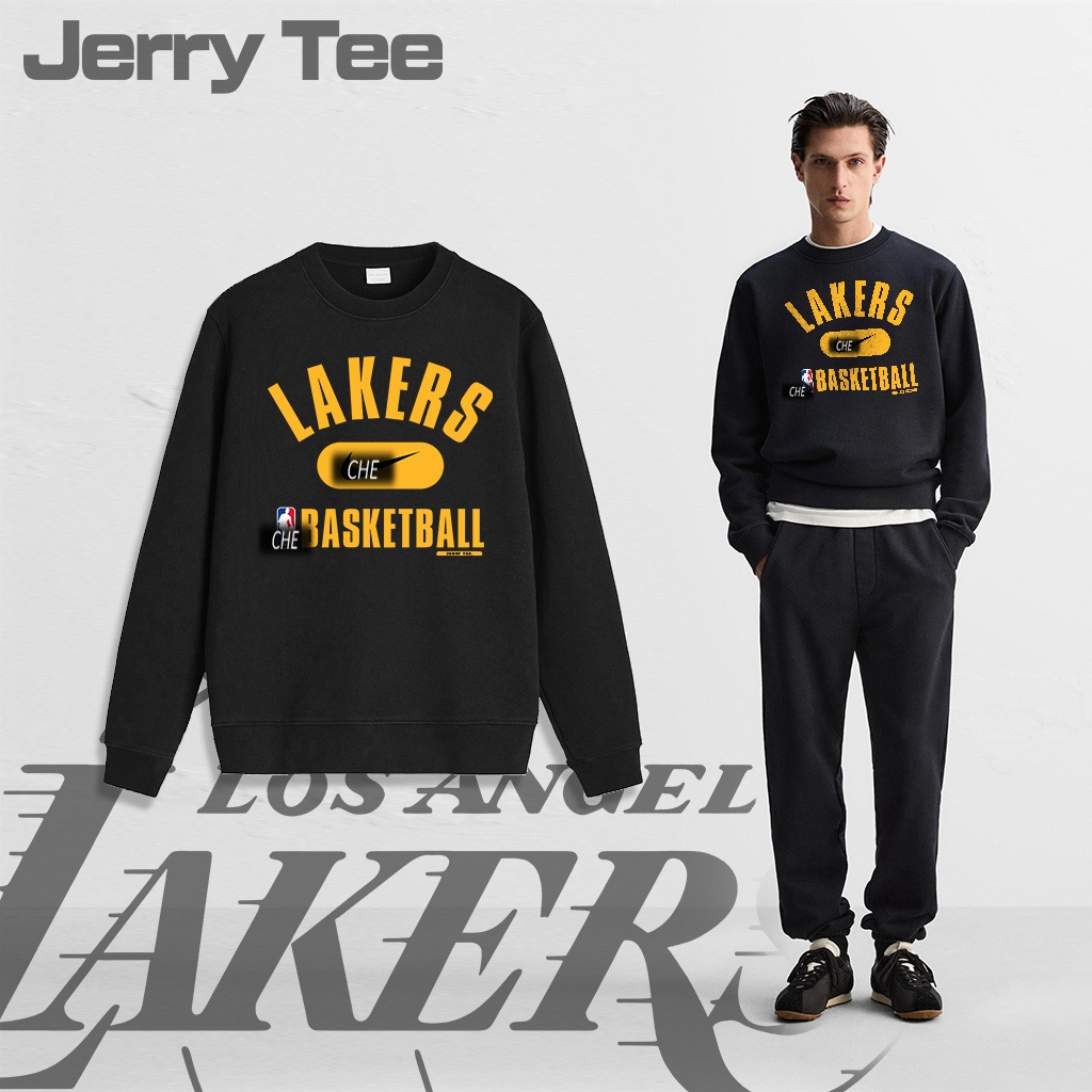 Áo nỉ và Hoodie Bóng rổ Mỹ Los Angeles Lakers mẫu 2025 Jerry Tee form rộng tay lỡ thể thao nam nữ