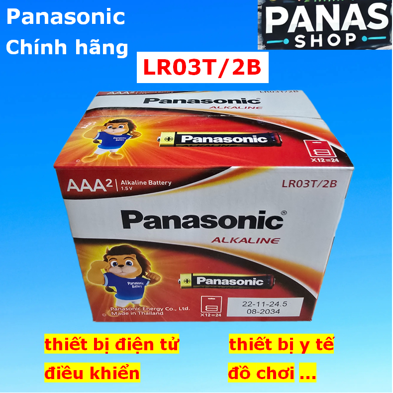 Hộp 24 viên AAA  Alkaline Panasonic LR03T/2B - dùng cho điều khiển, micro, đồ chơi...