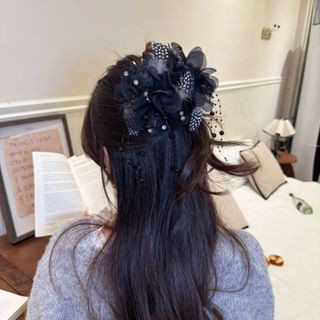 Kẹp Tóc Lông Vũ Đính Đá Lấp Lánh, Cặp Tóc Càng Cua 13cm Cho Đội Múa, Nhảy Dân Vũ