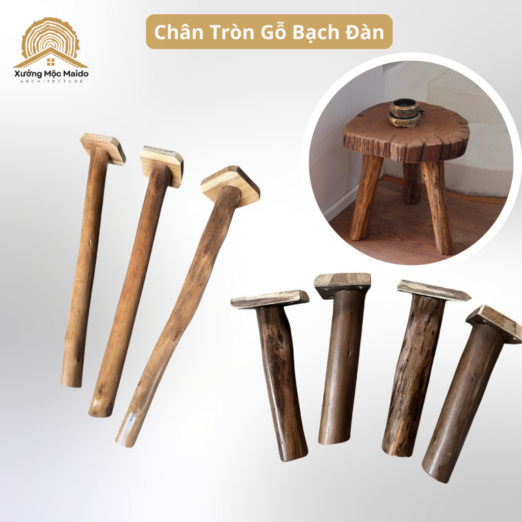 Bộ Chân Bàn Ghế Gỗ Bạch Đàn Tự Nhiên Nhiều Kích Thước - Xưởng Mộc Maido