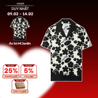 Áo sơ mi nam Jardin tay ngắn, vải lụa chéo mềm mại, không xù, họa tiết in chuyển nhiệt cao cấp - FEAER