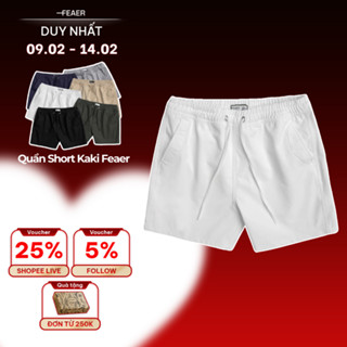 Quần Short Nam vải KAKI CANVAS lưng chun, dây rút dễ dàng điều chỉnh, cao cấp, nam tính, trẻ trung, năng động - FEAER