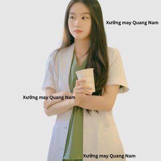 Áo choàng Blouse trắng bác sĩ, Blu bác sĩ nam, nữ TH SCRUBI+ Blouse Quang Nam