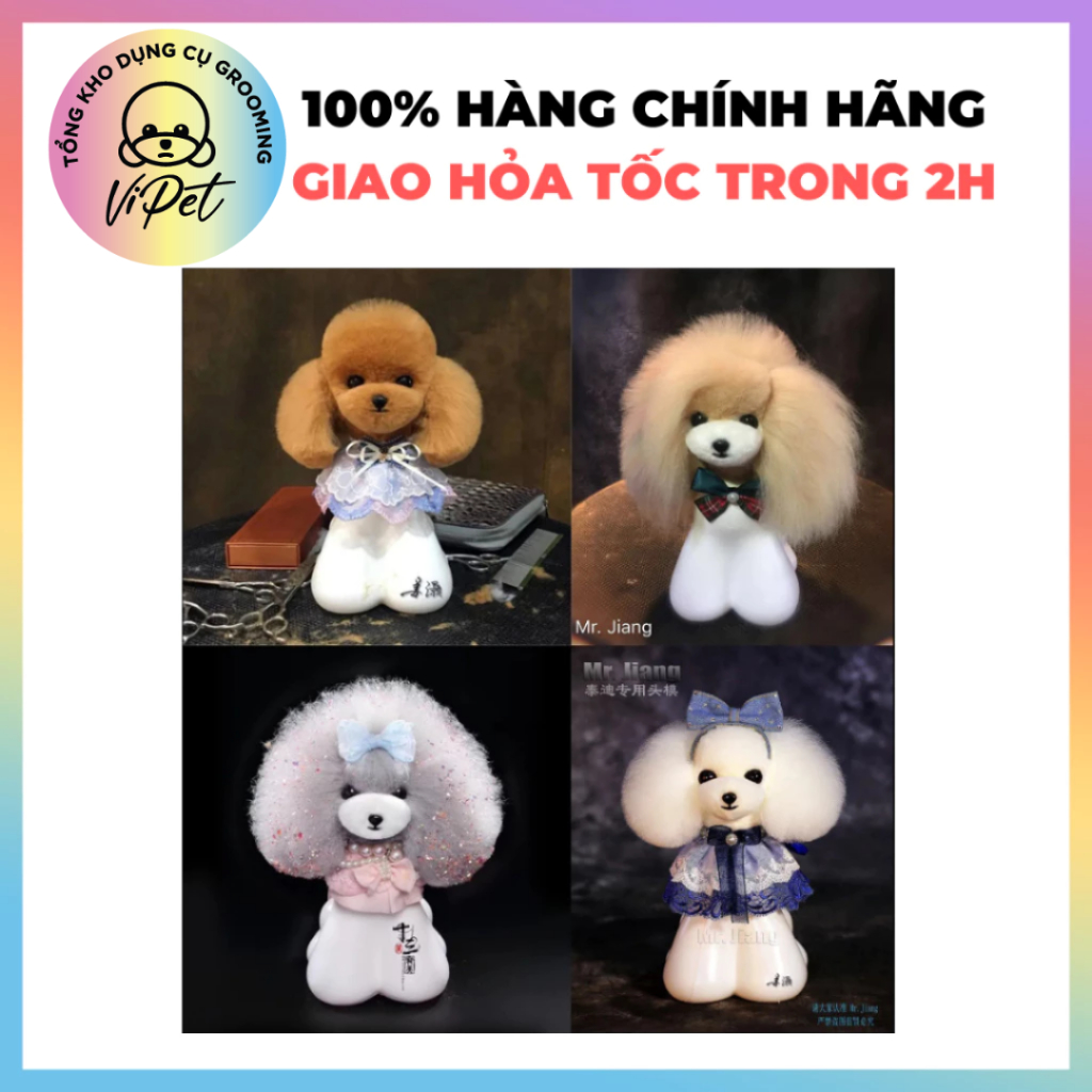 (HỎA TỐC HCM) MR.JIANG LÔNG ĐẦU POODLE KHUNG NHỰA CHÓ GIẢ TEDDY BEAR - LÔNG GIẢ HỌC CẮT TỈA  MR JIAN
