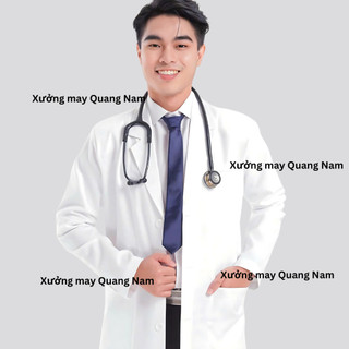 Áo Blouse trắng Quang Nam Scrubi+ dáng dài cho bác sĩ, dược sĩ, spa, thẩm mỹ hàng cao cấp