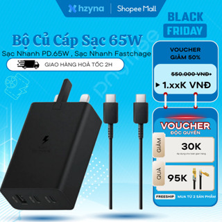 Bộ Sạc Nhanh Samsung 65W, Cáp Sạc Tích Hợp 3 Cổng Type C Max 65W - 25W , USB Max 15W Sạc Nhanh An Toàn...BH Lỗi 1 Đổi 1