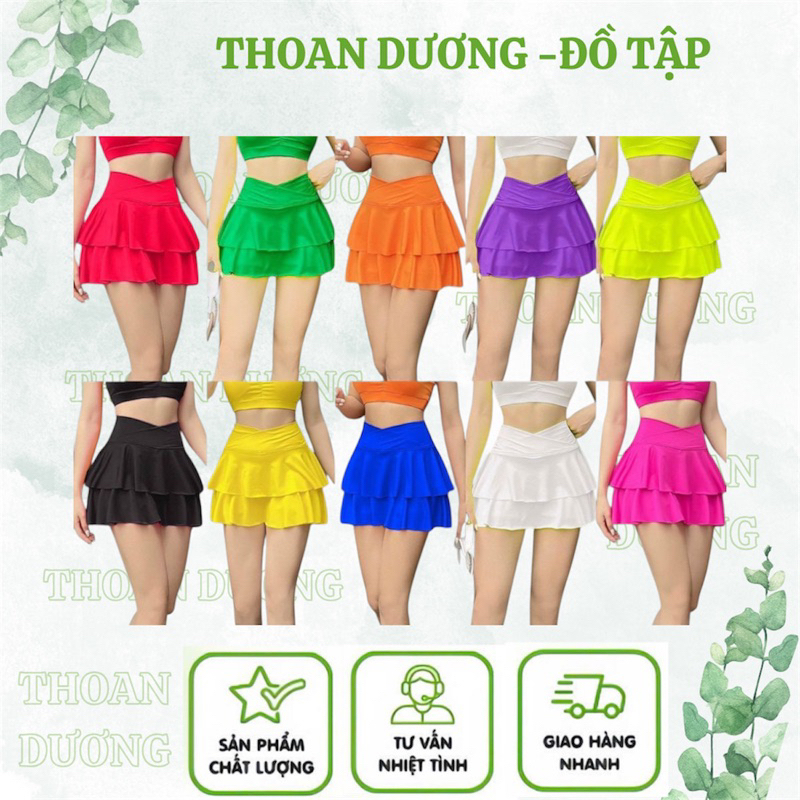 Quần váy xoè 2 lớp CẠP CHÉO(có quần bên trong) tập gym,nhảy aerobic,kochan,đi biển, đi bơi,yoga,khiê