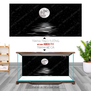 Tranh 3d dán hồ cá, bể cá - mẫu ánh trăng siêu đẹp và nét, có keo sẵn trên bề mặt, in theo KT yêu cầu AQB24-711