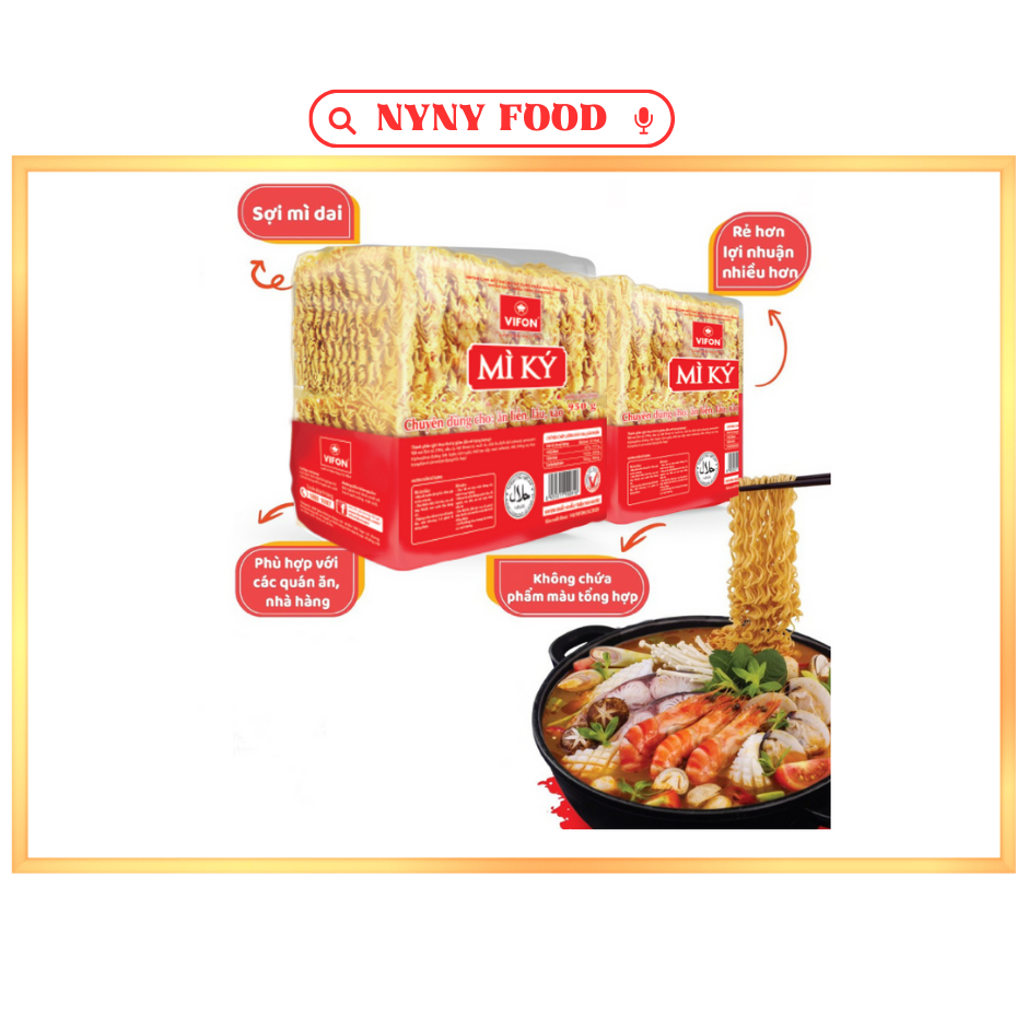 Mì ký (mì trần) Vifon KHÔNG CÓ GÓI GIA VỊ thùng 10 túi dùng cho lẩu/xào - 16 vắt/túi