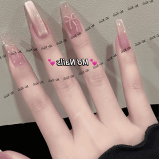 Nail box thiết kế thạch hồng nude mắt mèo hồng ánh trăng nơ nổi chụp kỉ yếu Mơ126