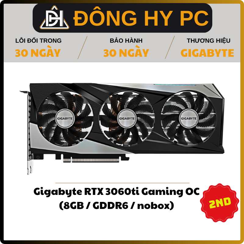 VGA card màn hình Gigabyte RTx 3060 Ti Gaming OC 8GB 2ND