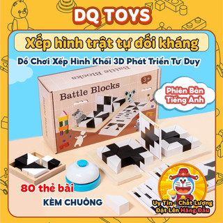 Đồ Chơi Xếp Hình Khối 3D Montessori Bằng Gỗ 64 lever Màu Đen Trắng Đối Kháng IQ Nhanh Tay Trí Óc Tư Duy Logic DQ TOYS