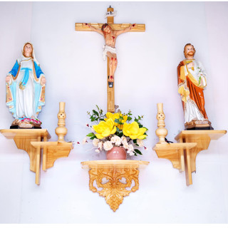 Bộ Bàn Thờ Công Giáo Composite cao cấp - Kệ Gỗ, Bàn Thờ Chúa Treo Tường Đẹp - Lắp Phòng Khách