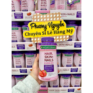 [HÀNG MỸ • ĐỦ BILL] Kẹo Dẻo Bổ Sung Biotin Đẹp Da, Tóc & Móng • HAIR, SKIN & NAILS GUMMIES • NATURE'S BOUNTY