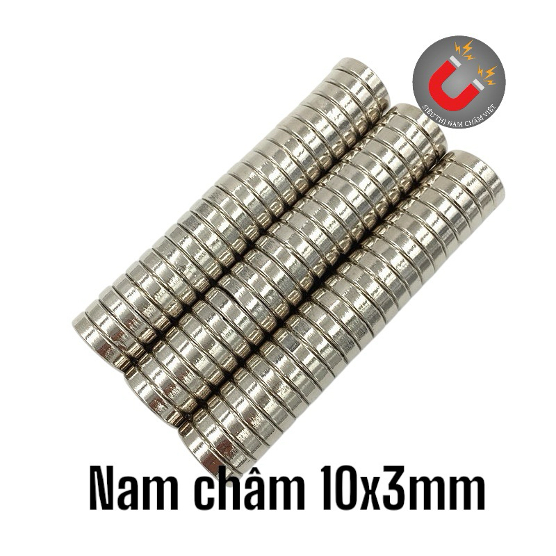(10 viên) Nam châm đất hiếm 10x3mm N45 mạ kẽm