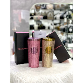 Ly giữ nhiệt Starbucks đính đá Rhinestone 750ml, Bình nước inox 340 nắp kín fullbox hãng kèm ống hút Qimato BTS