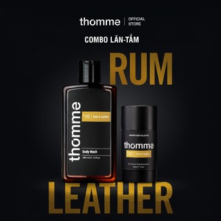 Combo Thomme Lăn Khử Mùi & Sữa Tắm Nam Rum & Leather – Ngăn Mùi, Dưỡng Ẩm, Hương Thơm Cá Tính