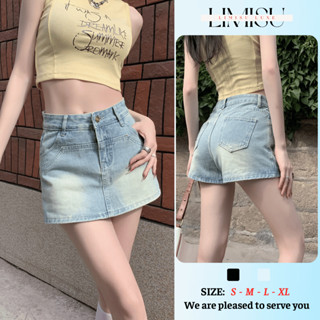 Quần giả váy jean nữ ngắn dáng chữ A LIMISU cạp cao form ôm mông phong cách trẻ trung