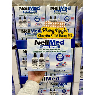 [HÀNG MỸ • ĐỦ BILL] Bộ Bình Nước Muối Rửa Mũi 250 Gói • NEILMED SINUS RINSE
