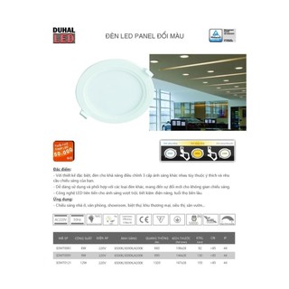 [3 MÀU] ĐÈN LED DUHAL PANEL TRÒN 12W (KDMT0121)