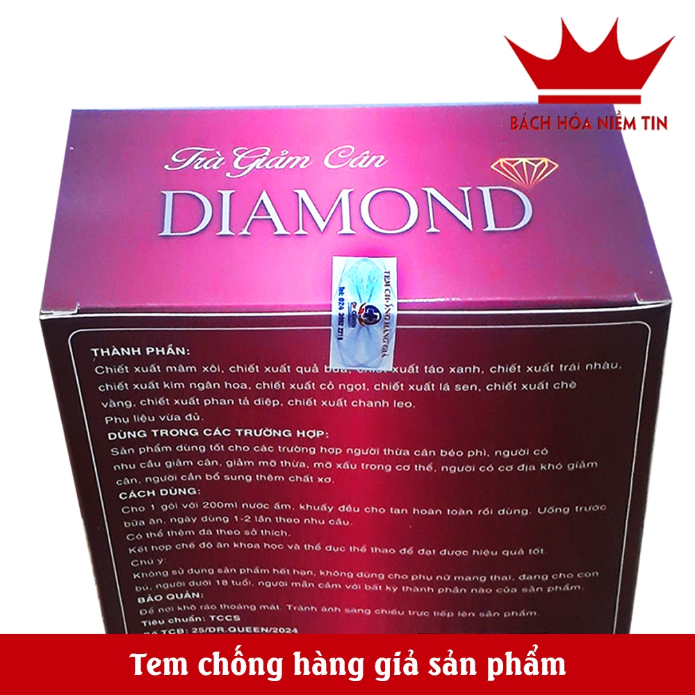 Trà giảm cân Diamond phan tả diệp mâm xôi, lá sen vị chanh leo -    hộp 20 gói 5 gam