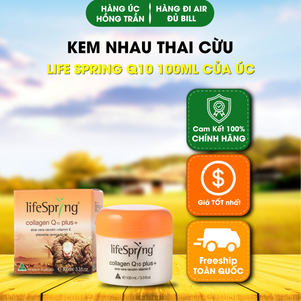 Kem Nhau Thai Cừu Life Spring Q10 100ml Của Úc |Hàng Úc Hồng Trần