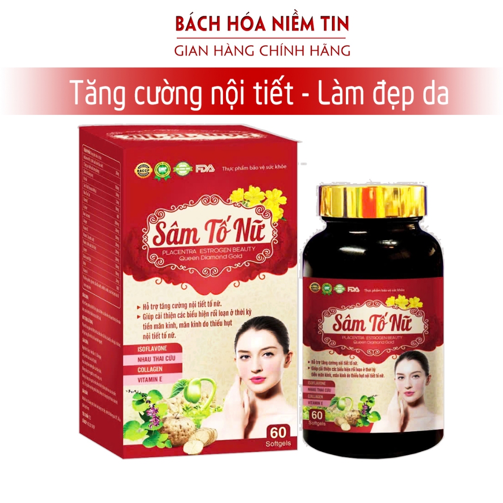 Viên uống tăng nội tiết tố nữ SÂM TỐ NỮ  giảm bốc hỏa, cải thiện làn da, đẹp da - Hộp 60 viên