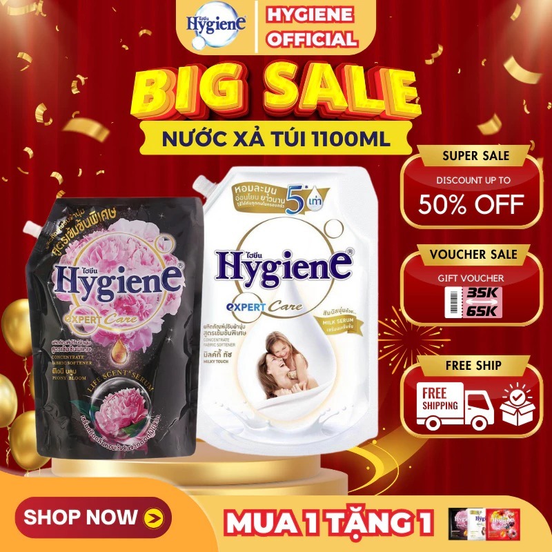 Nước xả vải Hygiene Thái Lan đậm đặc lưu hương lâu hương hoa tự nhiên chính hãng