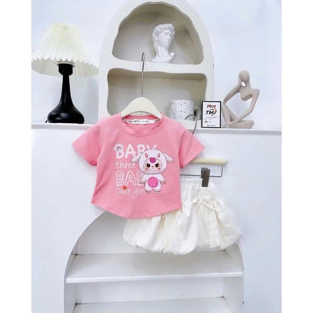 Quần Áo Bé Gái - SET ÁO BABYTHREE Mix chân váy nơ Siêu Xinh cho bé gái 1 - 8 Tuổi