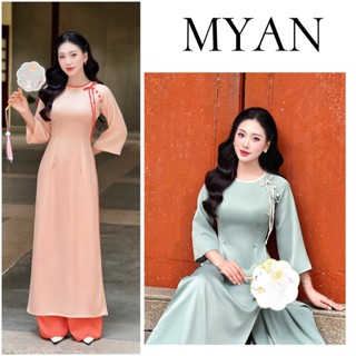 [SẴN HÀNG] Áo dài đính  CÚC NƠ cách điệu, lụa Tây Thi, dáng truyền thống tà A, tay loe hot trend 2025