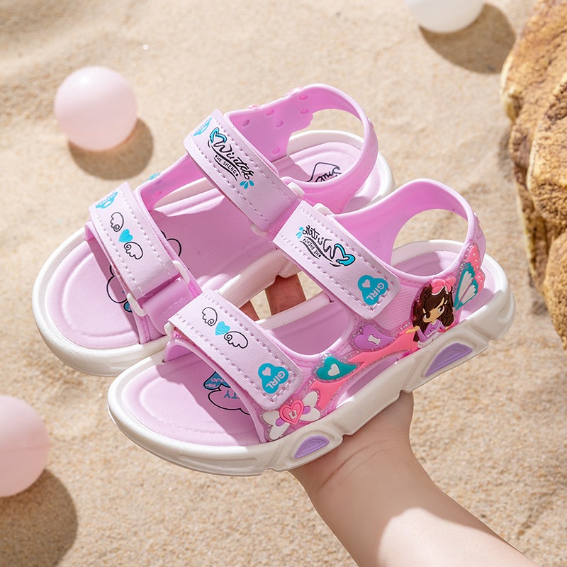 Dép sandal cao su quai hậu cho bé gái mùa hè hình công chúa Girl love