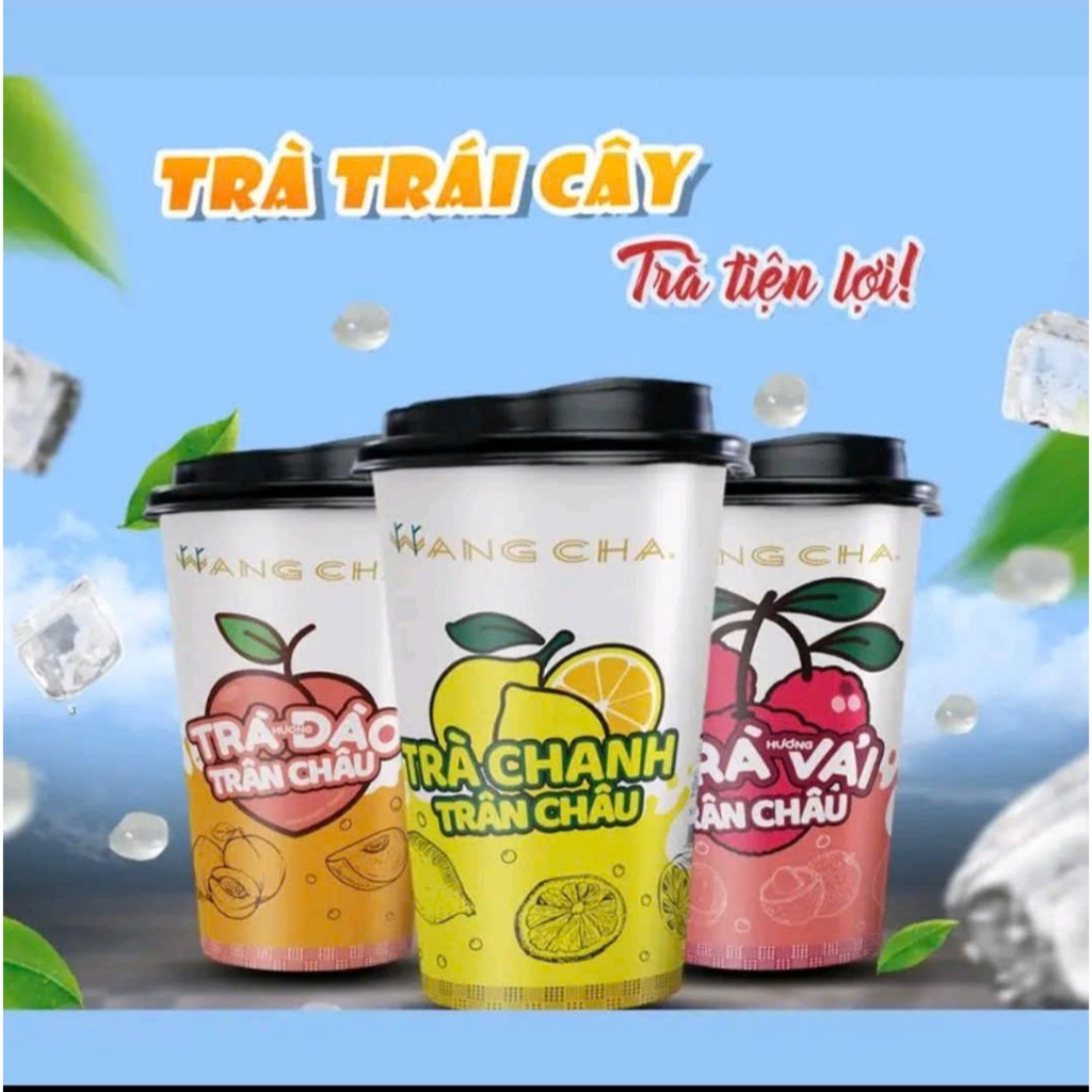 Ly Trà Trái Cây các vị Wangcha tiện lợi có trân châu đính kèm, trà Đào Wangcha, trà chanh Wangcha, t