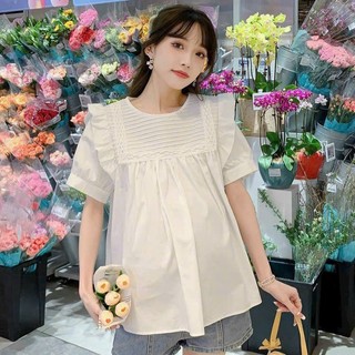 Áo bầu cộc tay chui đầu xếp ly ngang ngực tay bồng - A032