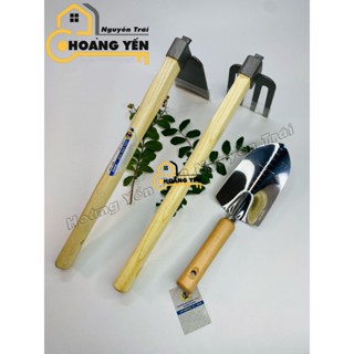  Bộ 3 dụng cụ làm vườn cuốc cào xẻng INOX cán gỗ C-mart A0695,A0694,A0708 Cuốc xẻng trồng cây cảnh 