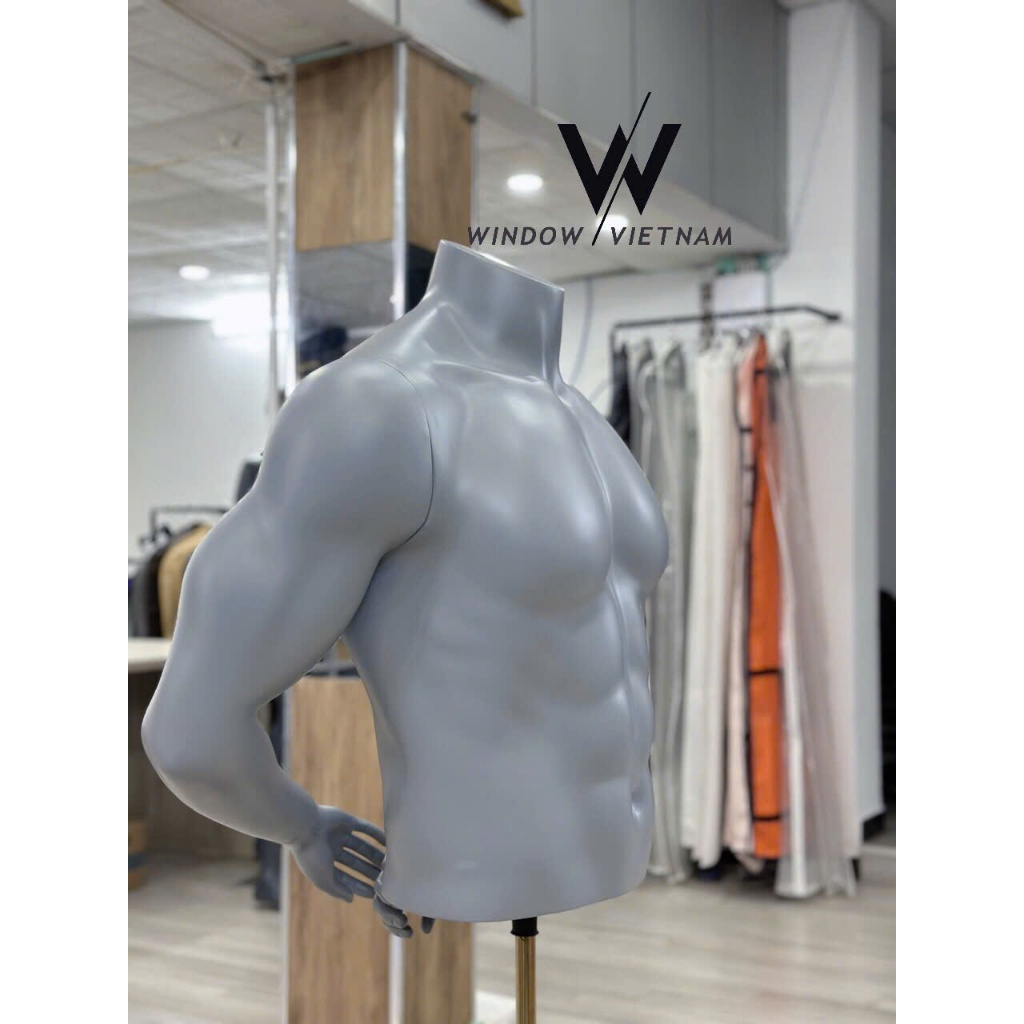 Manocanh thể thao Nam, nữa người, phụ kiện thời trang, màu xám mờ, mã MS111