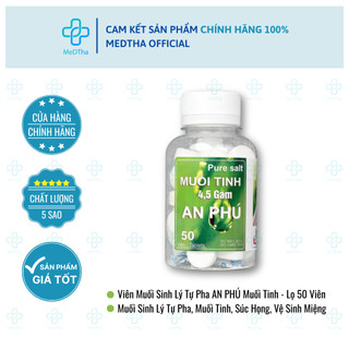 Viên Muối Sinh Lý Tự Pha AN PHÚ Muối Tinh, Pha Nước Muối Sinh Lý, Súc Họng, Vệ Sinh Miệng (50V)