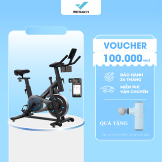 Xe đạp tập thể dục tại nhà Merach S26, tải trọng tối đa 120kg, không ồn, 2 khay đựng nước, màn hình LED, TẶNG App tập