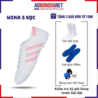 Giày Đá Bóng 3 Sọc Wika Nam Nữ CT3, Giày Đá Banh Sân Cỏ Nhân Tạo Aobongdanet Khâu Toàn Bộ Đế