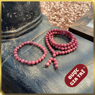 Đá Tường Vi Hồng Phấn Róse, Chuỗi 108 Hạt Và Vòng Đơn Đeo Tay Cho Nữ, Size Hạt 6li - C48