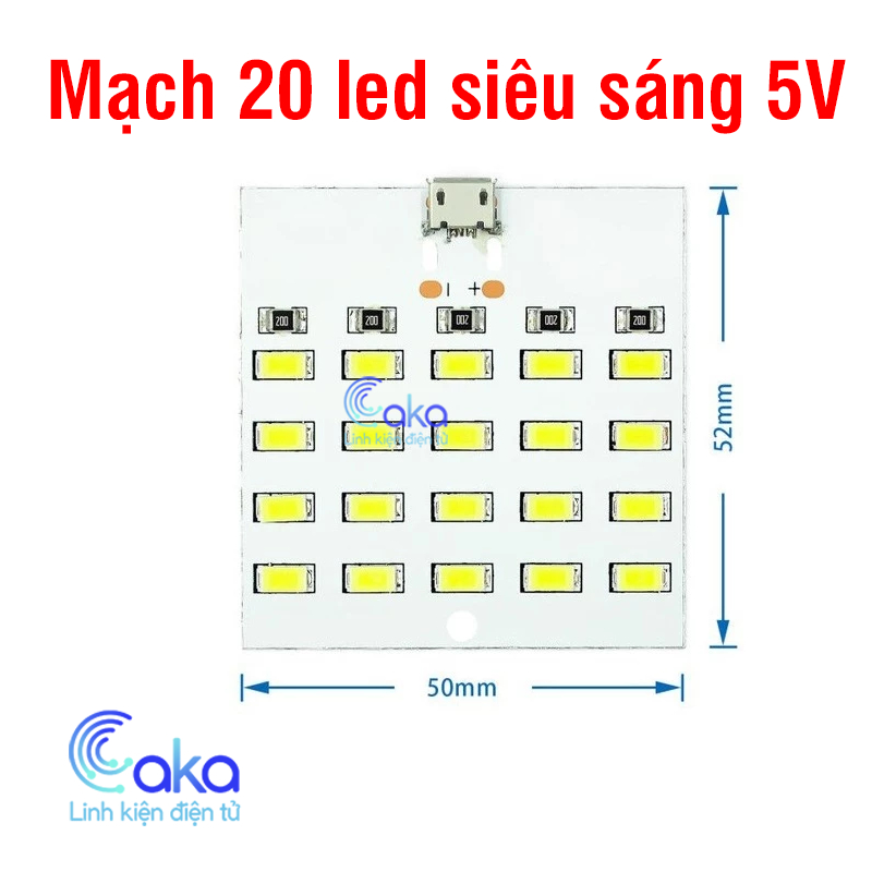Mạch 20 đèn led siêu sáng nguồn 5V Micro USB