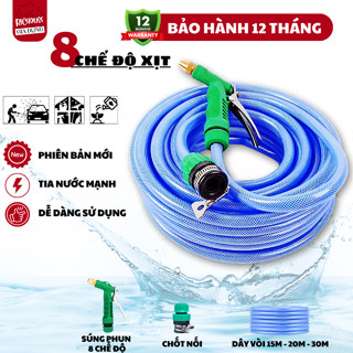 [LOẠI 1] Vòi Xịt Tăng Áp 8 Chế Độ Xịt Kèm Súng Phun Tự Động Rửa Xe Gia Đình, Tưới Cây, Rửa Sân