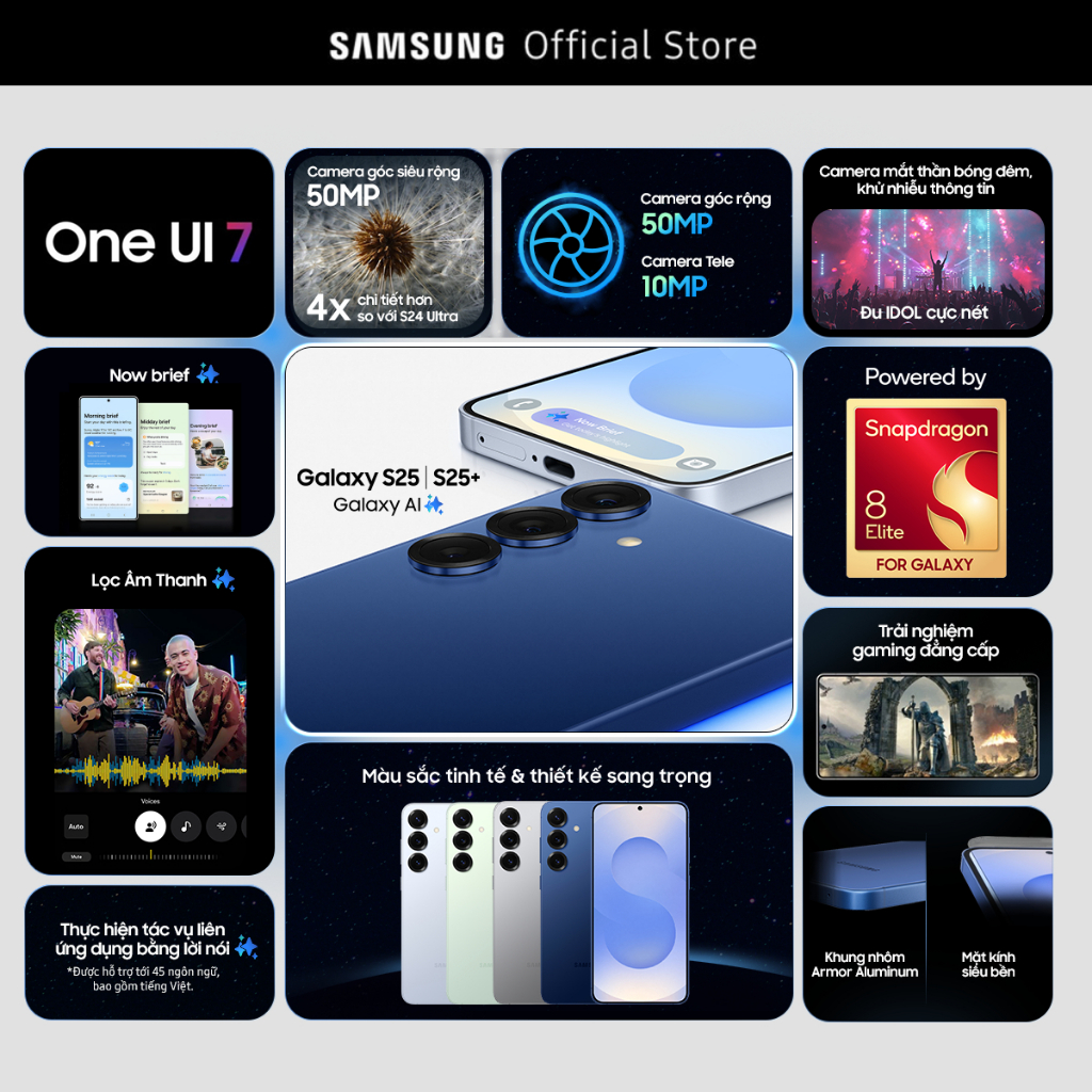 Điện thoại Samsung Galaxy S25+, Điện thoại AI, 256GB, Tìm kiếm thông minh, Video camera đêm Nightography,Chip Snapdragon | BigBuy360 - bigbuy360.vn