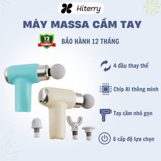 Máy Massage cầm tay mini 4 màu Máy mátxa Hiterry toàn thân thư giãn giảm căng cơ 6 chế độ có cảm biến 4 đầu thay-BH 12Th