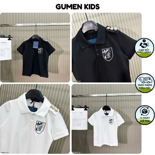 Áo Polo Trẻ Em Cao Cấp LV Thêu Hình Đính Cúc Trên Vai - Áo PoLo Thời Trang Trẻ Em