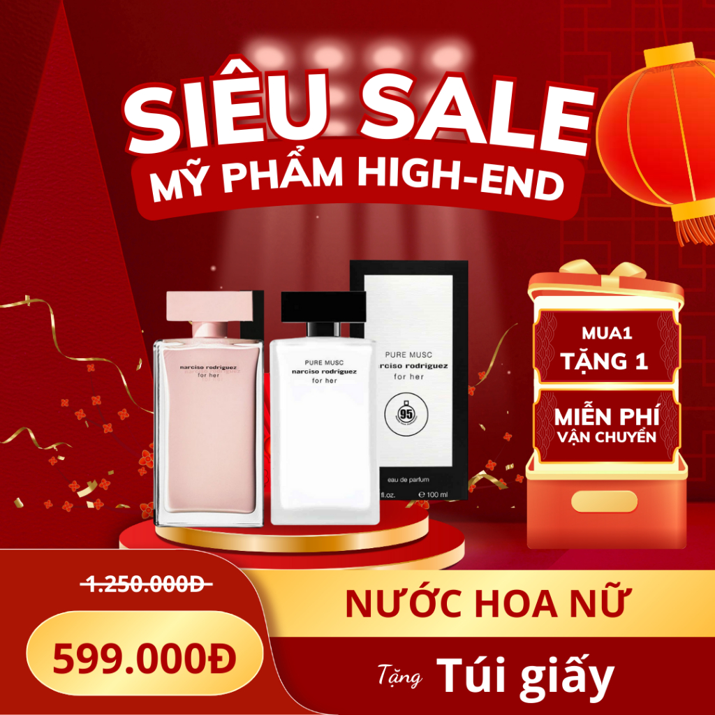  Nước Hoa Nữ Narciso Pure Musc 100ml Nar Trắng Đen Hồng nước hoa nữ hương thơm miên man HIGH-END STORE 