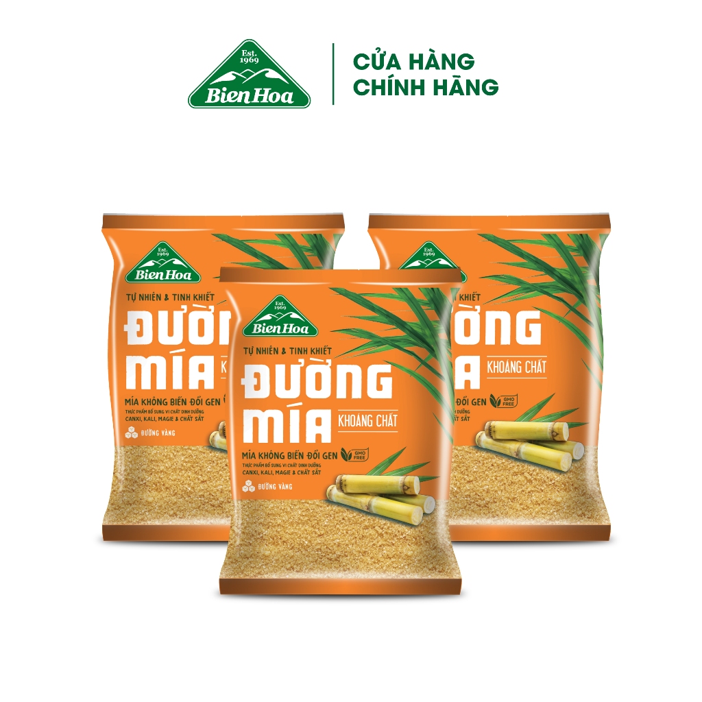 Combo 3 Túi Đường mía khoáng chất Biên Hòa 1kg/túi