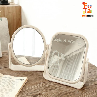  Gương Trang Điểm Nhựa Lúa Mạch Xoay 360 Độ 2 Mặt Gương Để Bàn Decor Phong Cách Hàn Quốc 