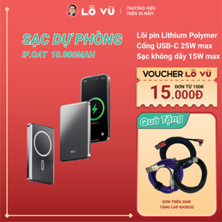 Sạc dự phòng không dây 10.000mAh IF.CAT, Pin Lithium Polymer, Cổng  USB-C 25W max, Sạc không dây 15W max, Pin dự phòng