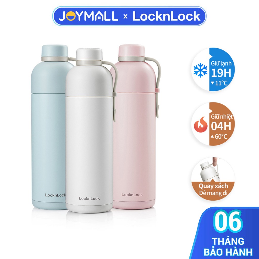Bình Giữ Nhiệt Inox LocknLock Belt Bottle LHC4267 490ml, Hàng Chính Hãng, Có Quai Xách - JoyMall