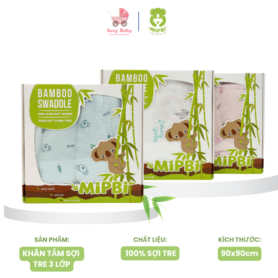 Khăn tắm sợi tre Mipbi cho bé